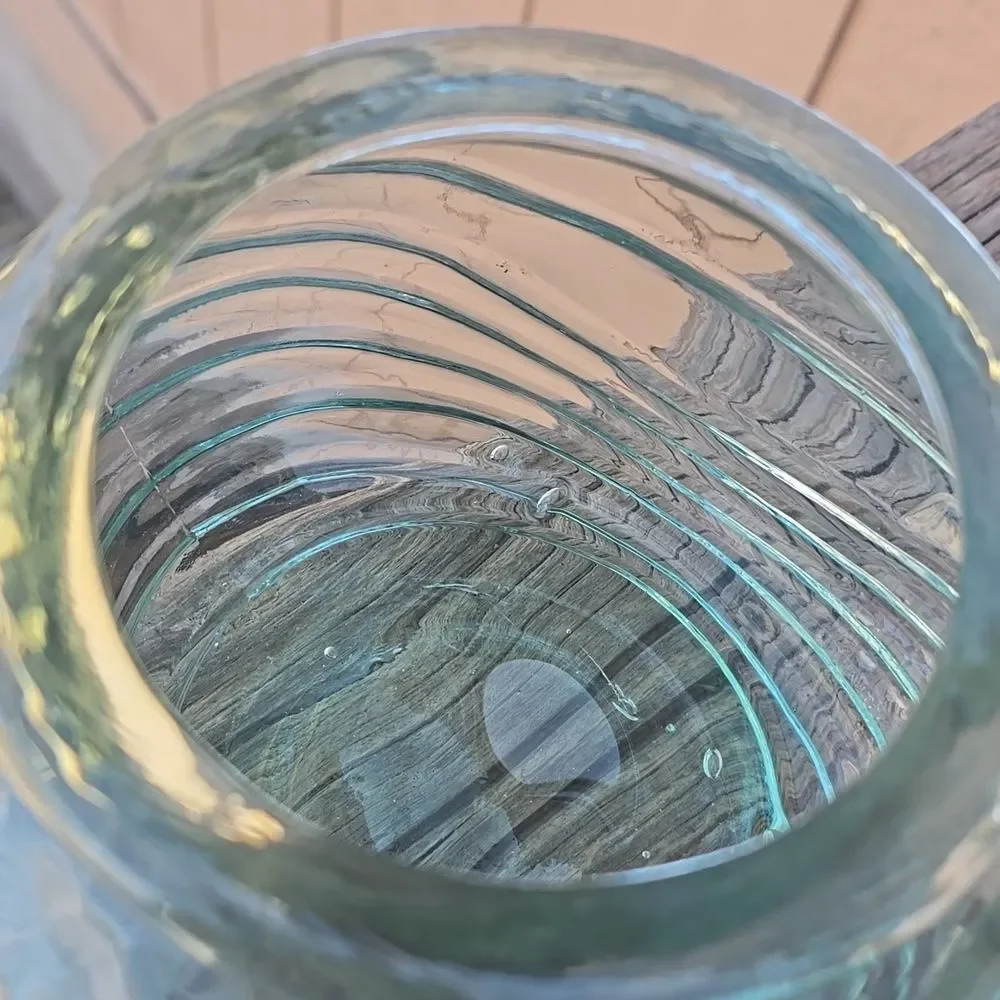 Swirled Glass Vase -  Green Swirl Glass heavy for size.